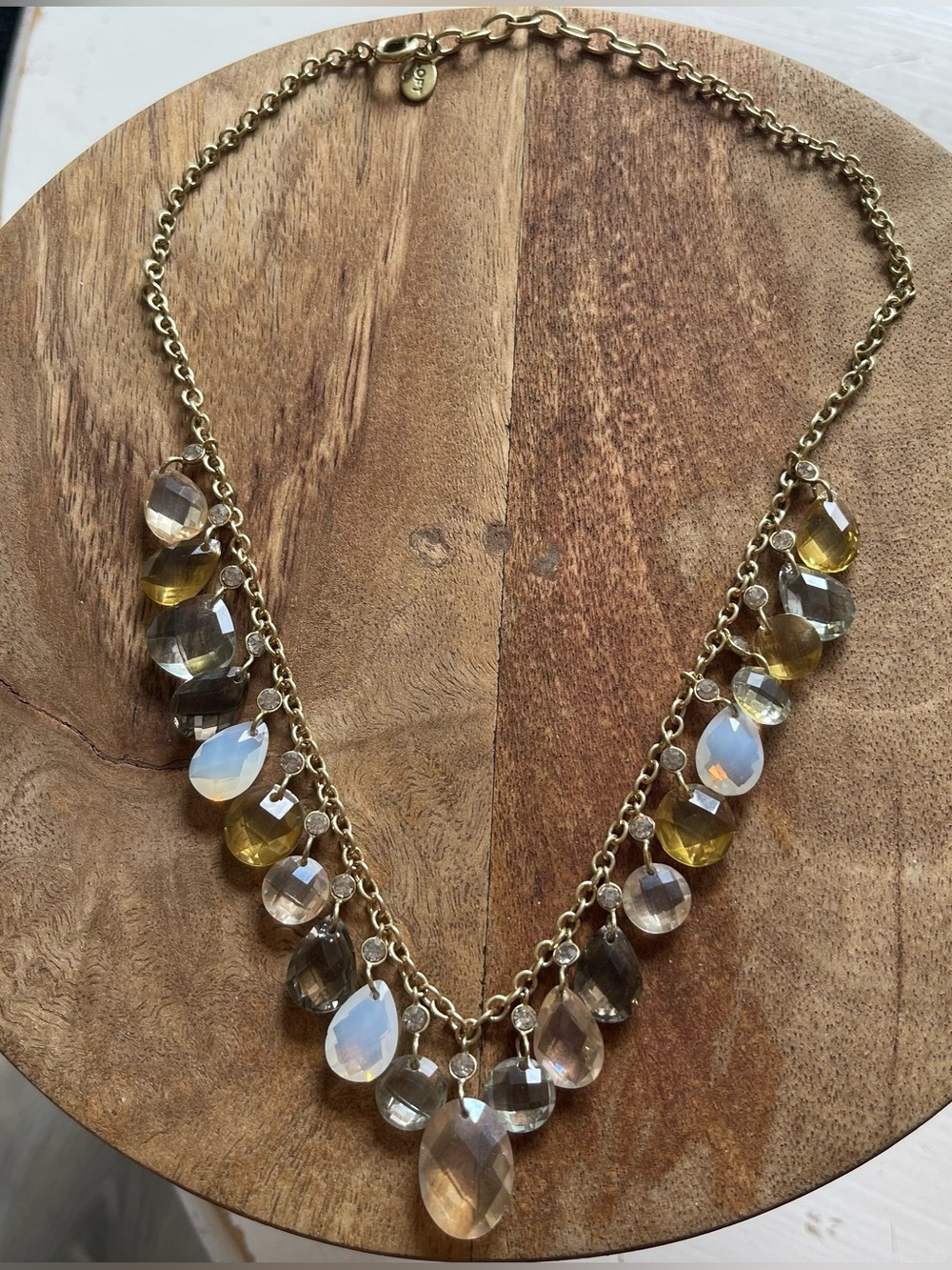 LOFT Gold-Tone Necklace with Yellow and Opalescent Teardrops